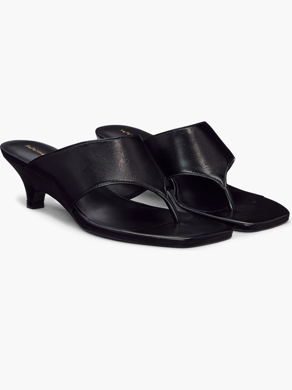 Reformation Sherlyn Leather Black Crossover Thong Sandals Size 9